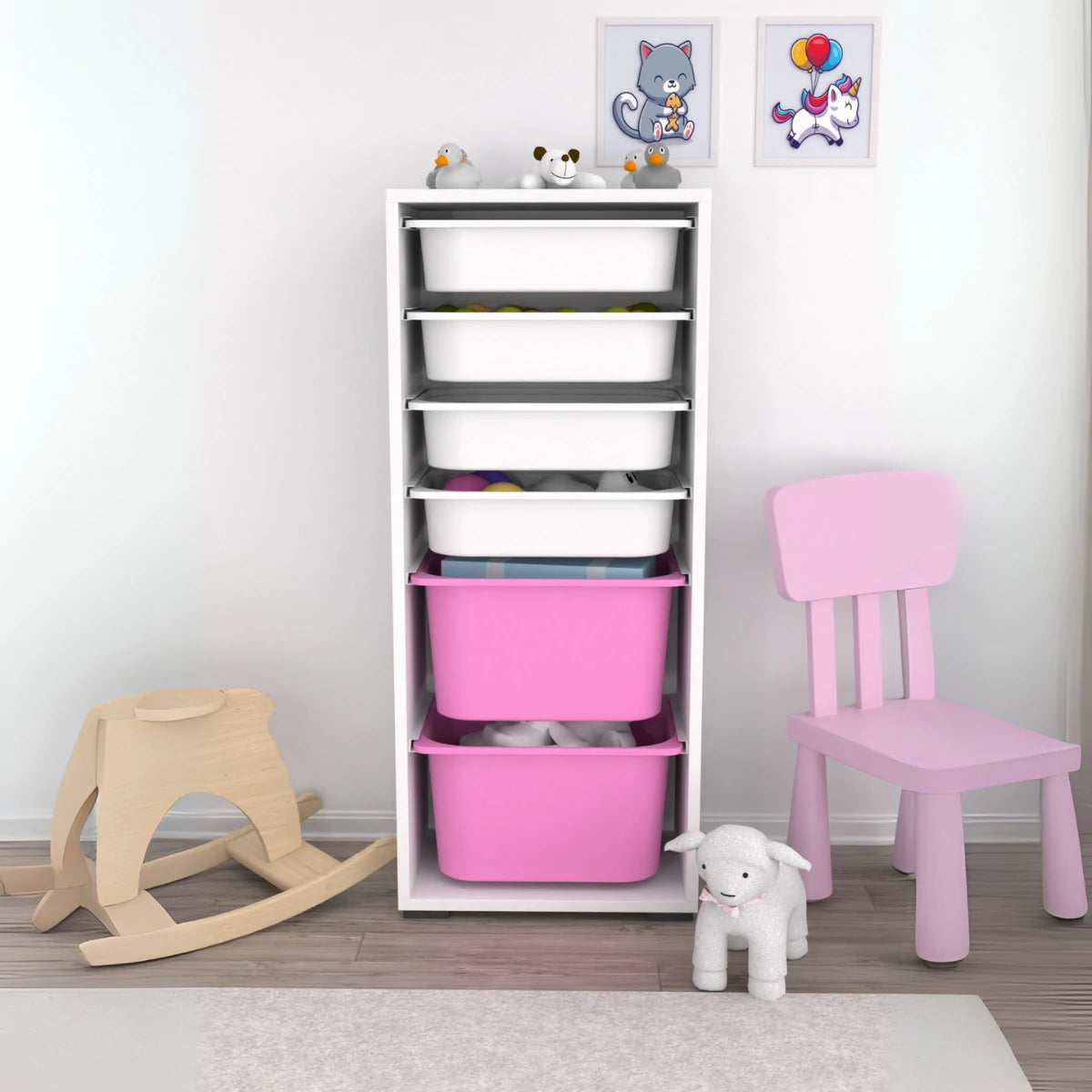 Cara 6 Körbe Mehrzweckschrank Speisekammer Spielzeugschrank Spielzeugaufbewahrung