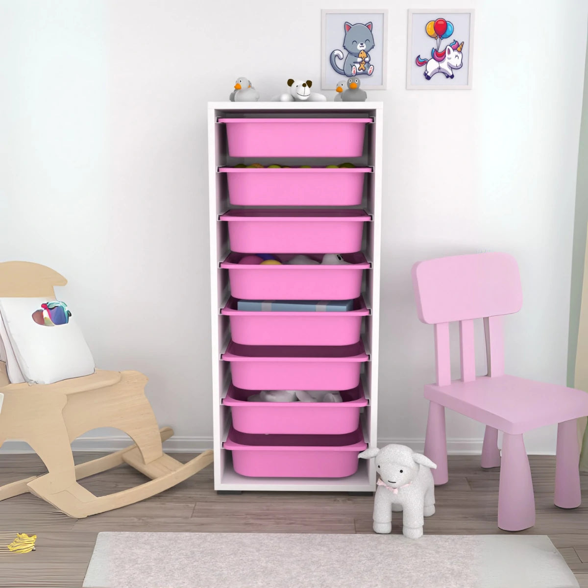 Cara 8 Behälter Mehrzweckschrank Speisekammer Spielzeugschrank Spielzeugaufbewahrung