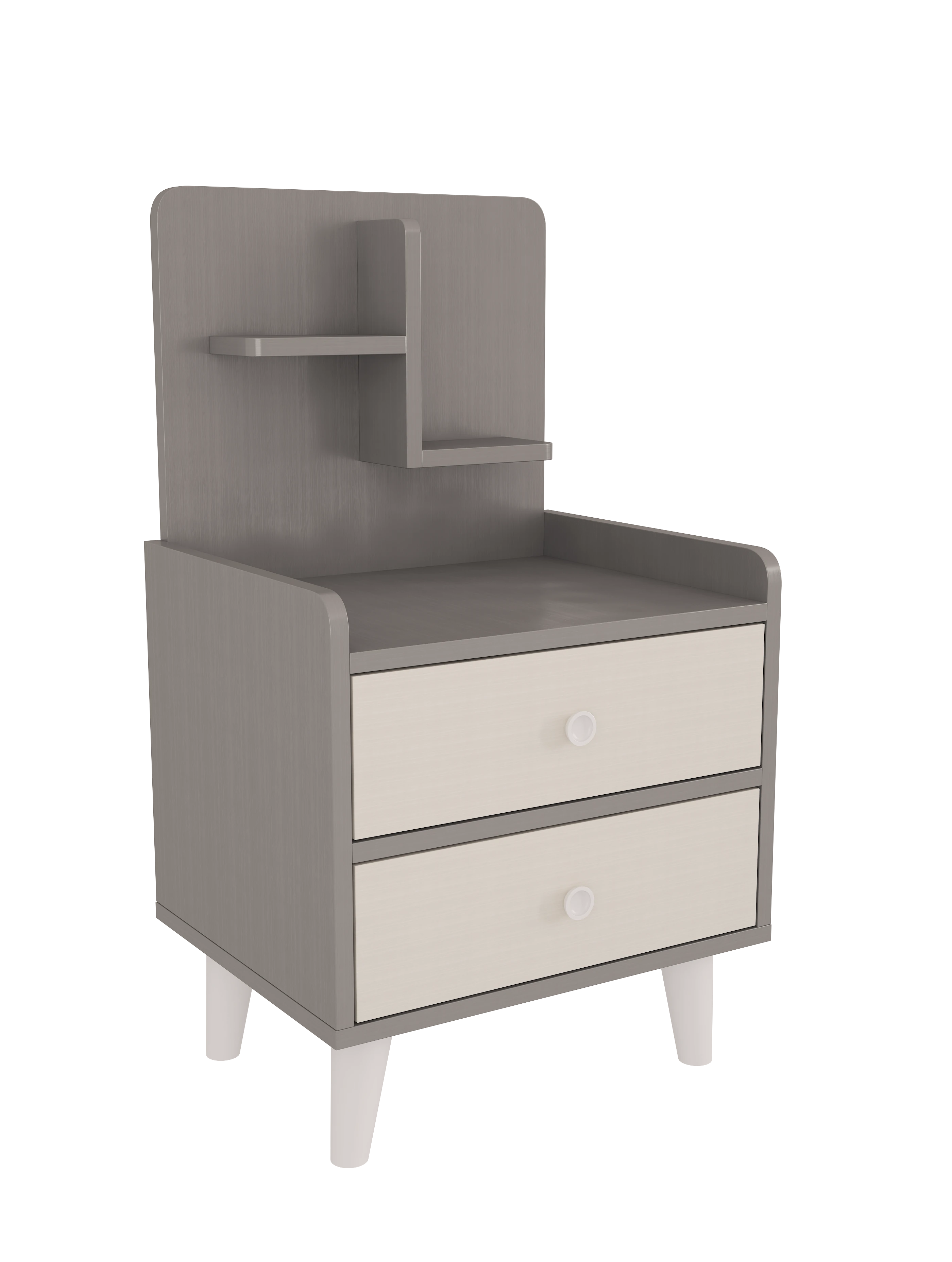 Duru Nightstand with 2 Drawers – Modern Bedside Table, Floating Wooden Nightstand for Bedroom or Living Room – Compact Storage Solution