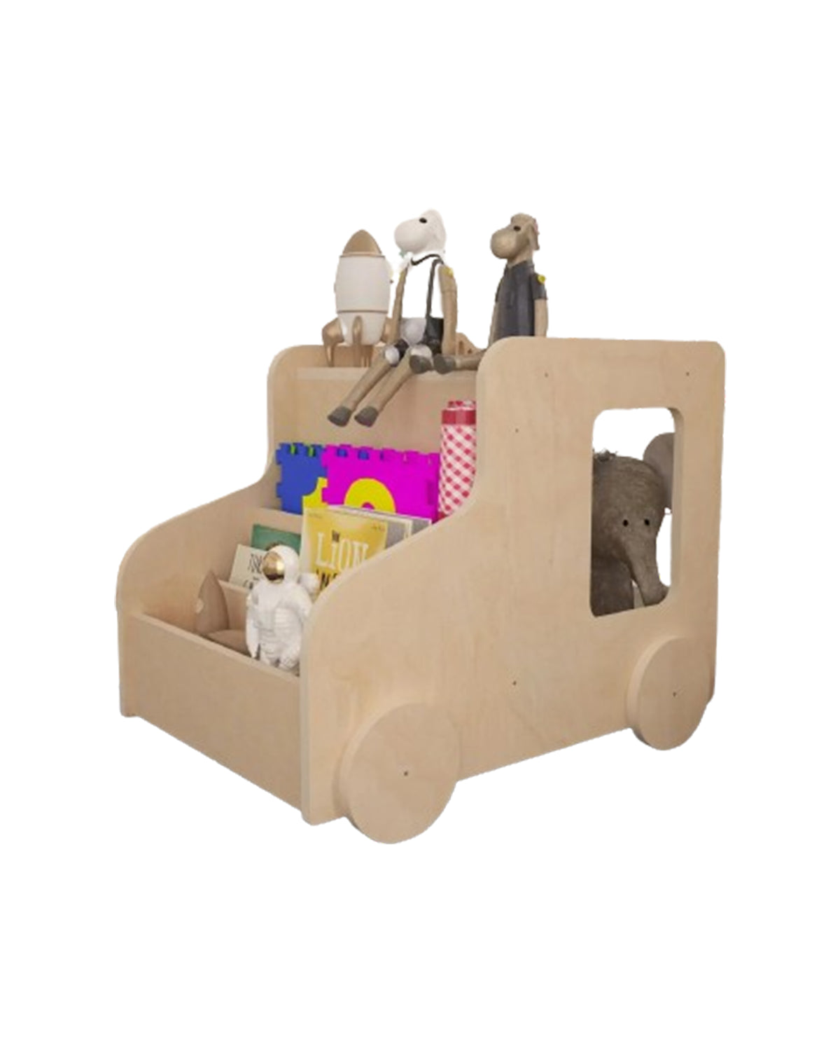 Libra Natural Birch Wood Bookcase – Unpainted Toy Organizer and Bookshelf for Kids Room – Handmade Wooden Storage Shelves